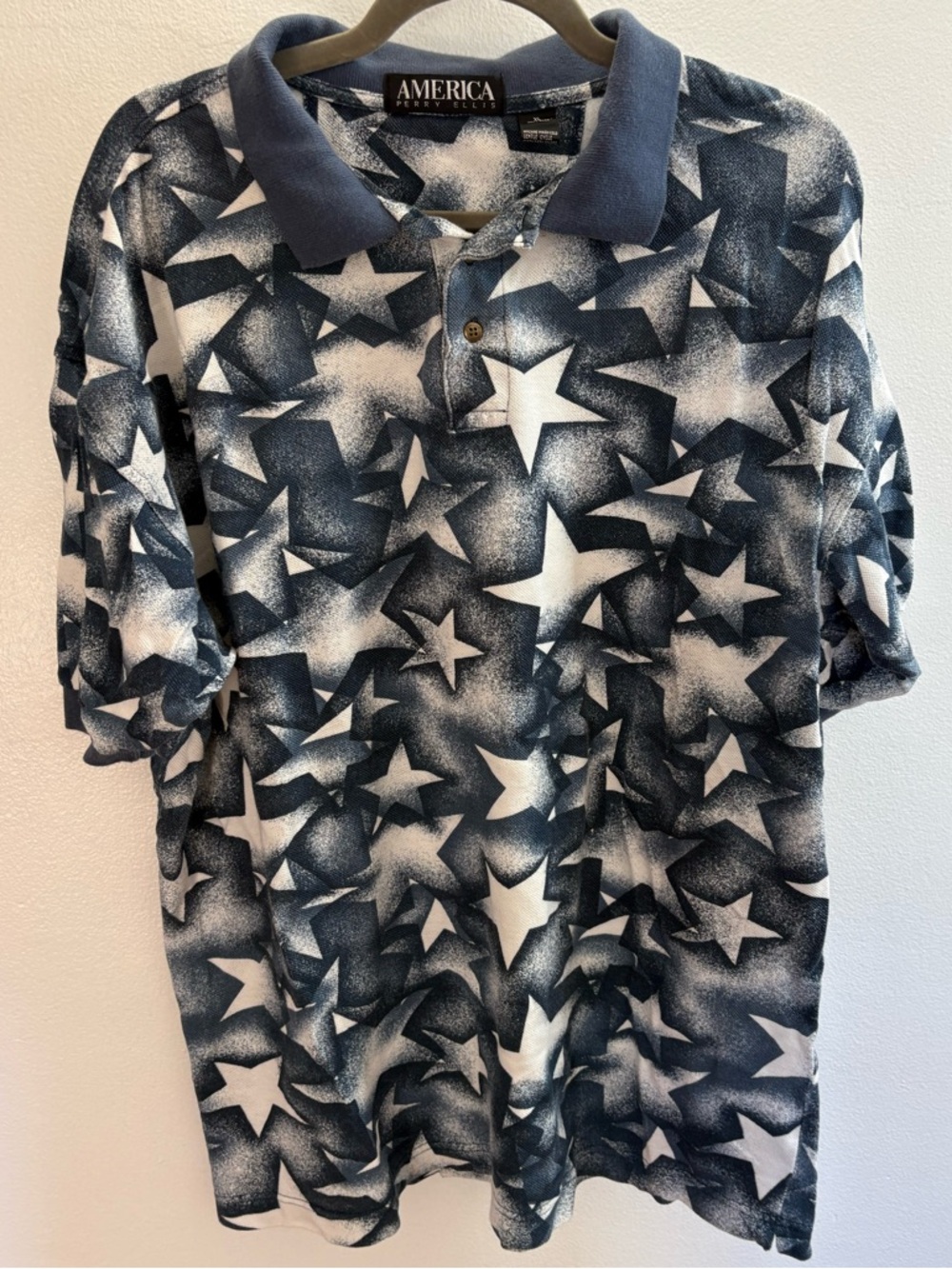 Perry Ellis America Blue Star Polo Shirt XL